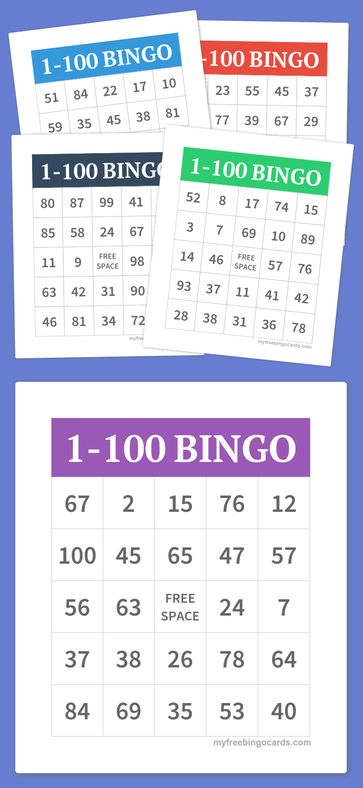 1-100 Bingo | Free Printable Bingo Cards, Bingo Cards