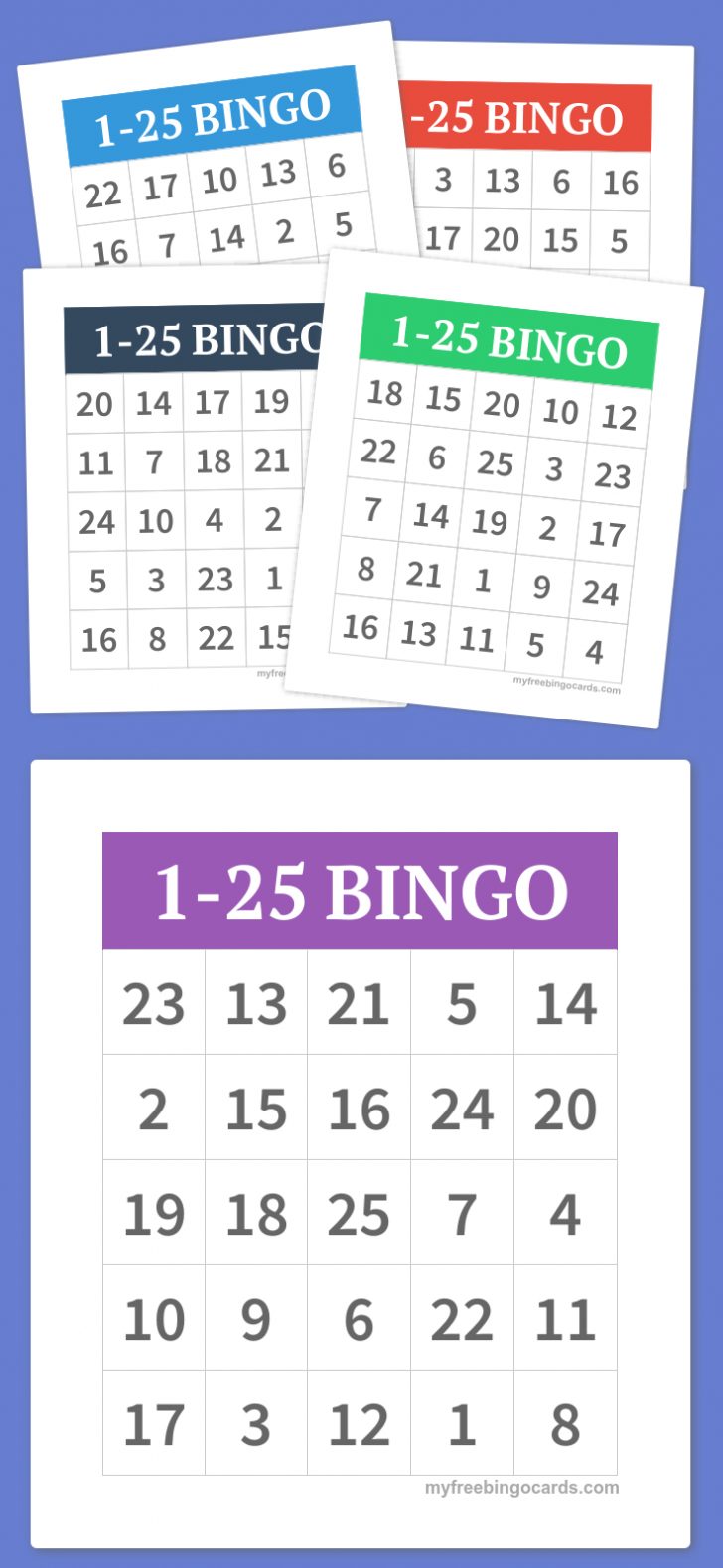 Printable Number Bingo Cards 1 20