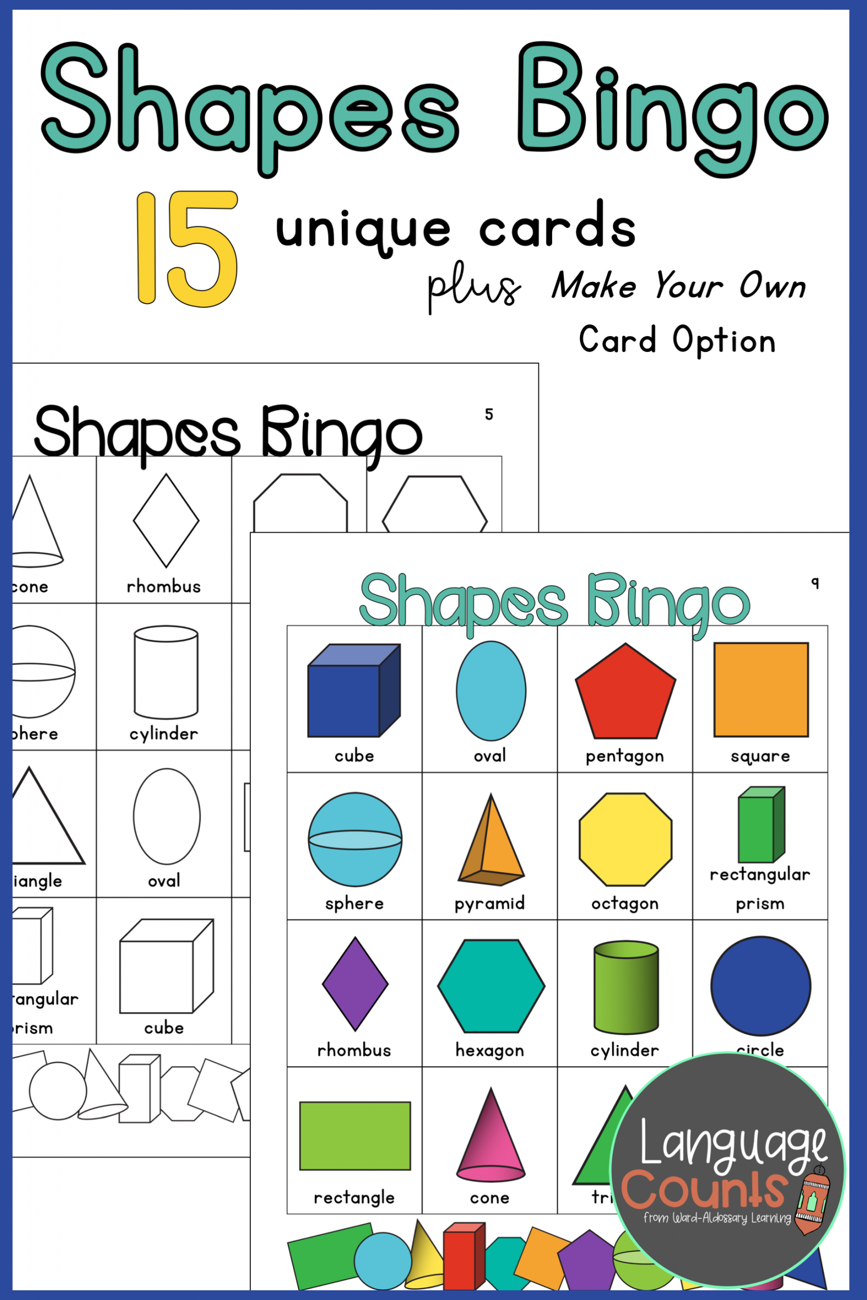 2-D And 3-D Shapes Bingo | Unique Cards, Make Your Own Card