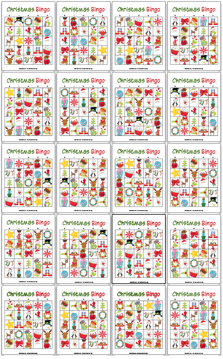 Free Printable Christmas Bingo Cards For Large Groups