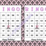 60 Happy Birthday Bingo Cards   Printable Girl Game Paris Theme Party    Pink And Black Paris Party   Girl Party Game Soldokprintables