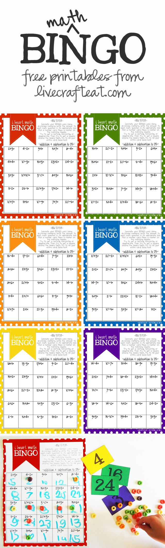 A Fun Back-To-School Addition &amp;amp; Subtraction Bingo Game For