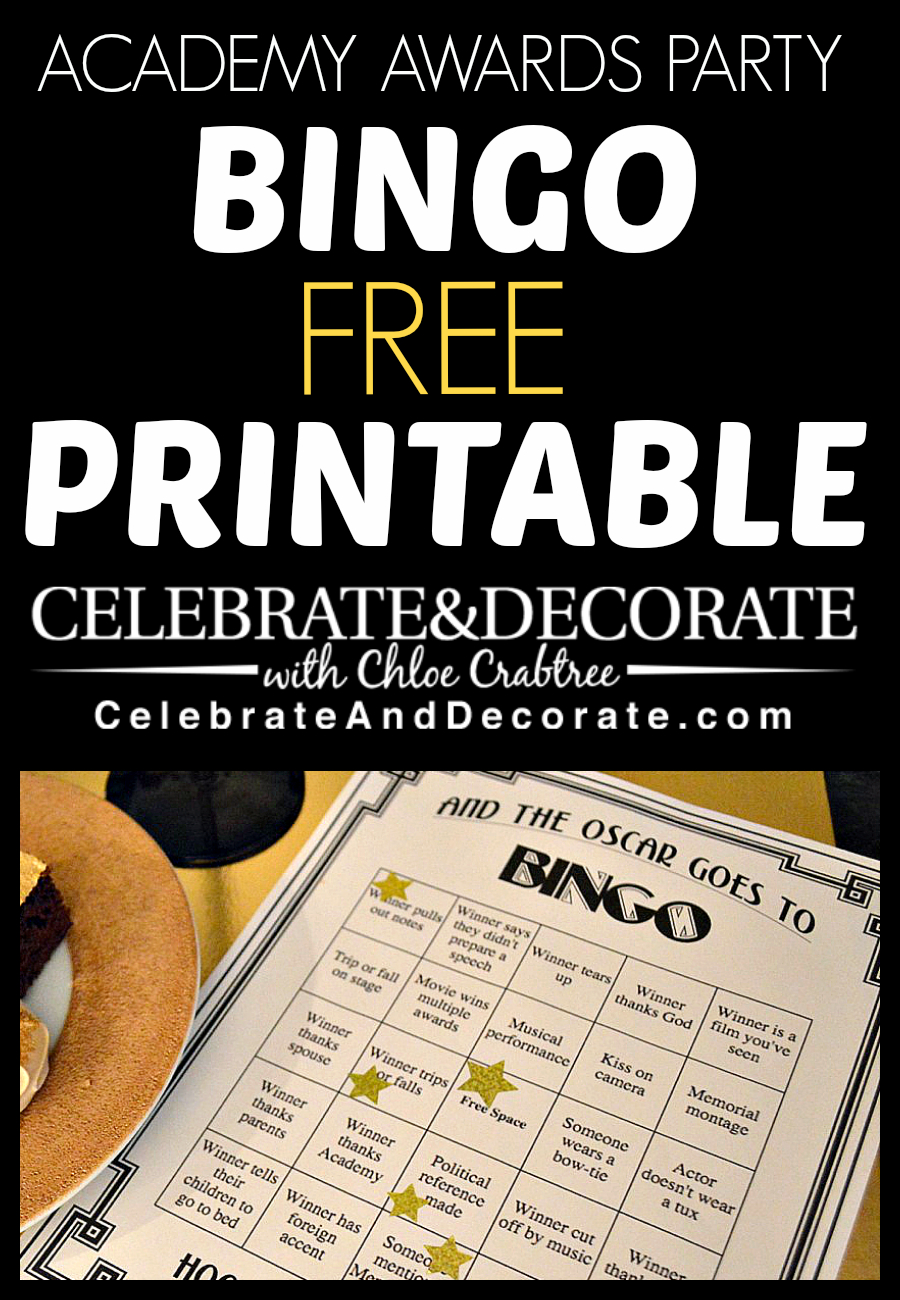 Academy Awards Party Bingo Free Printables | Hollywood