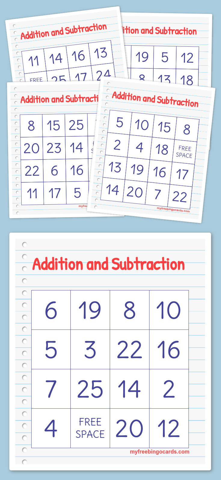 Addition And Subtraction Bingo | Free Printable Bingo Cards