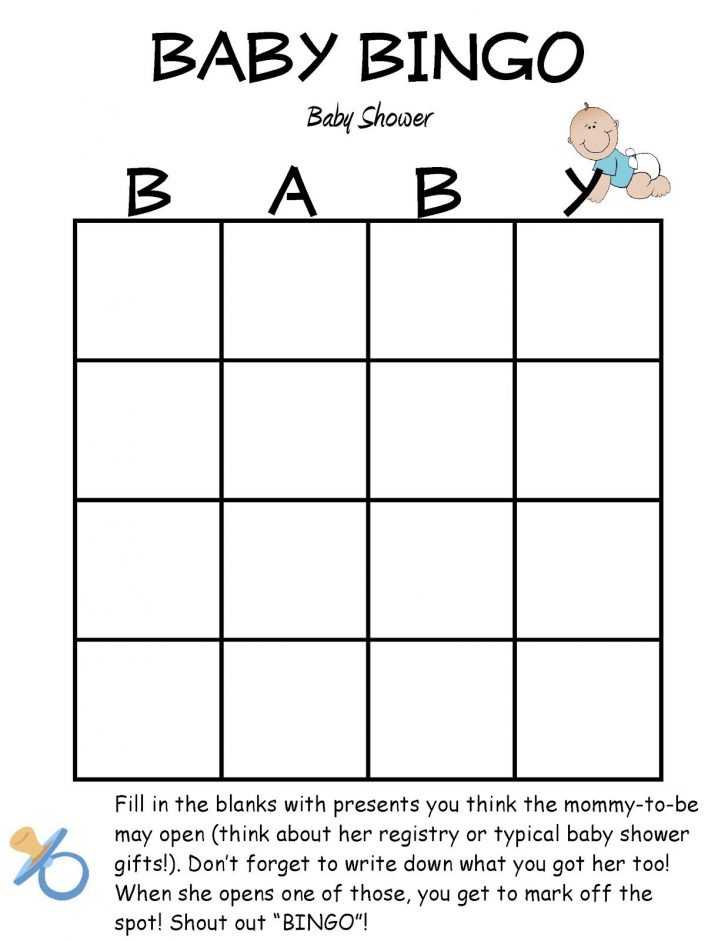 Printable Blank Baby Shower Bingo Cards