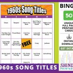 Bingo Card Game: 1960S Song Titles! Sixties Retro, Senior