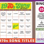 Bingo Card Game: 1970S Song Titles! Seventies Retro, Senior