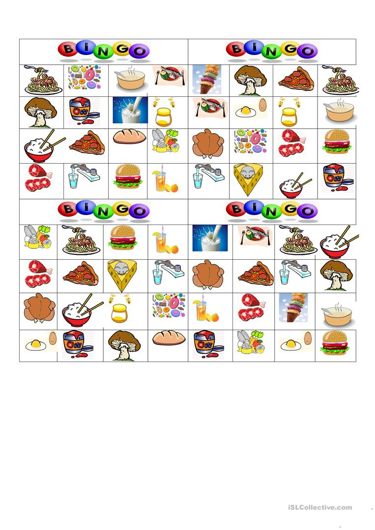 Bingo: Food And Drinks - English Esl Worksheets For Distance