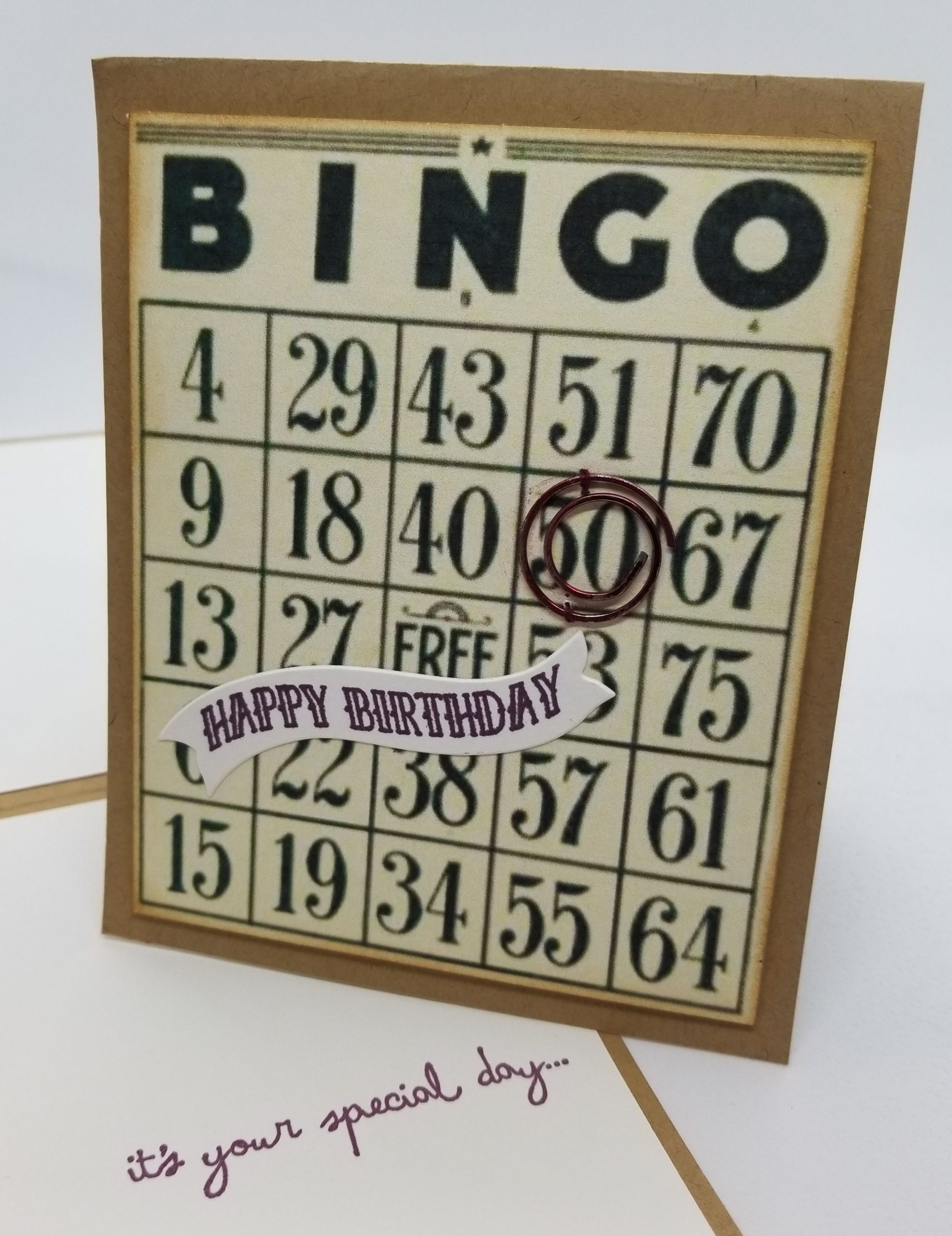 Bingo Happy Birthday Card Using Vintage Bingo Card Off