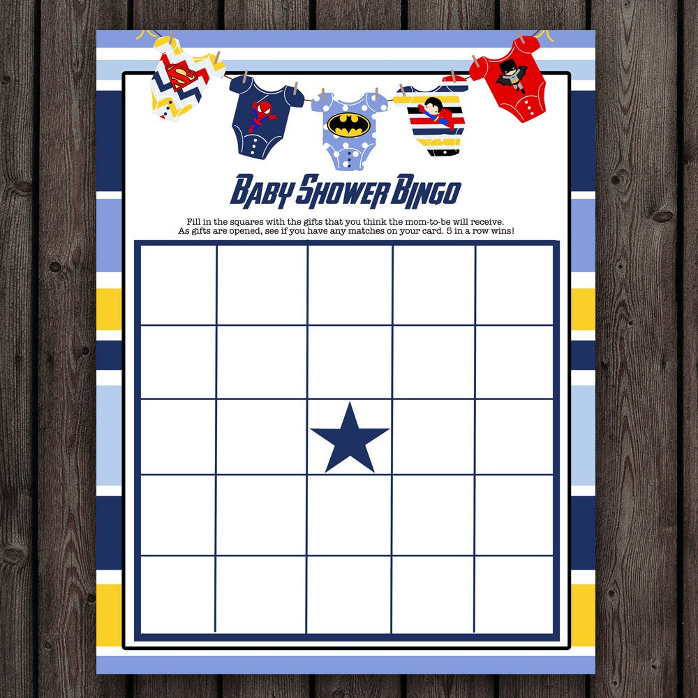 Bingo, Superhero Baby Shower Bingo, Instant Download At Purchase, Printable  File