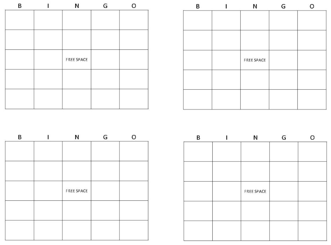 Printable Blank Bingo Cards 4 Per Page Printable Bingo Cards