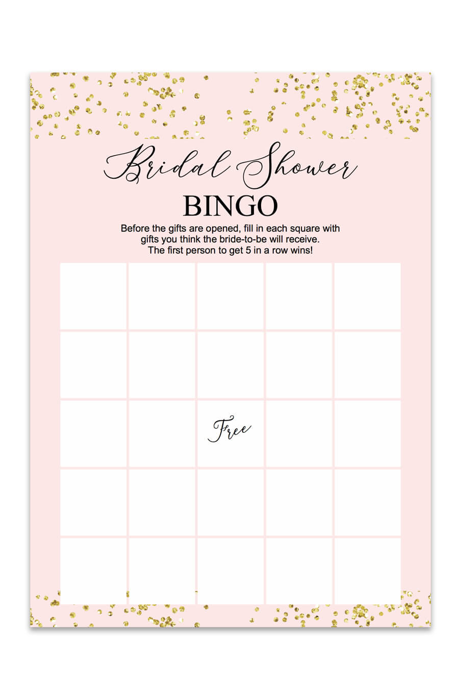 Blush And Confetti Bridal Shower Bingo - Chicfetti