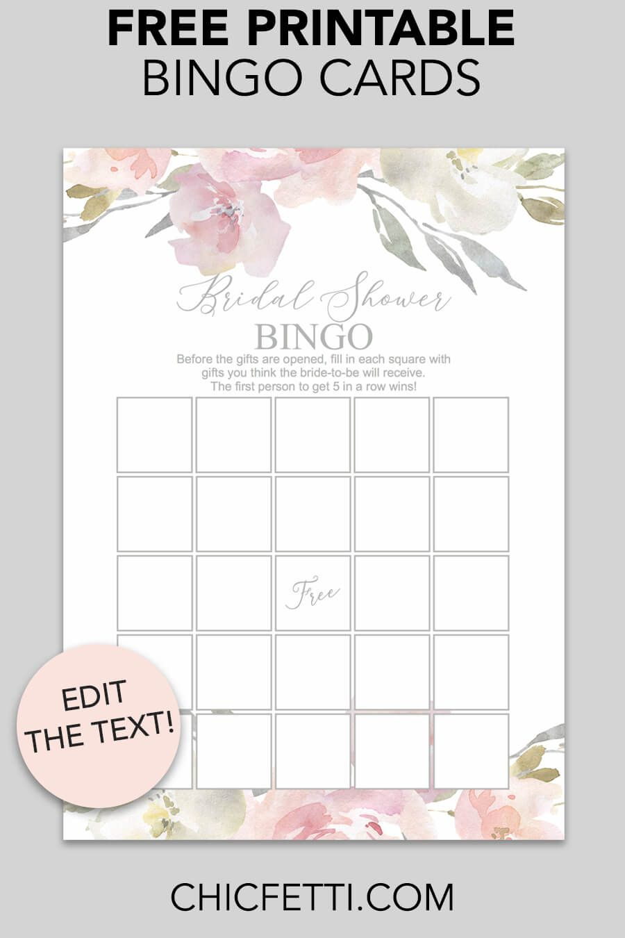 Blush Floral Printable Bridal Shower Bingo | Bridal Shower