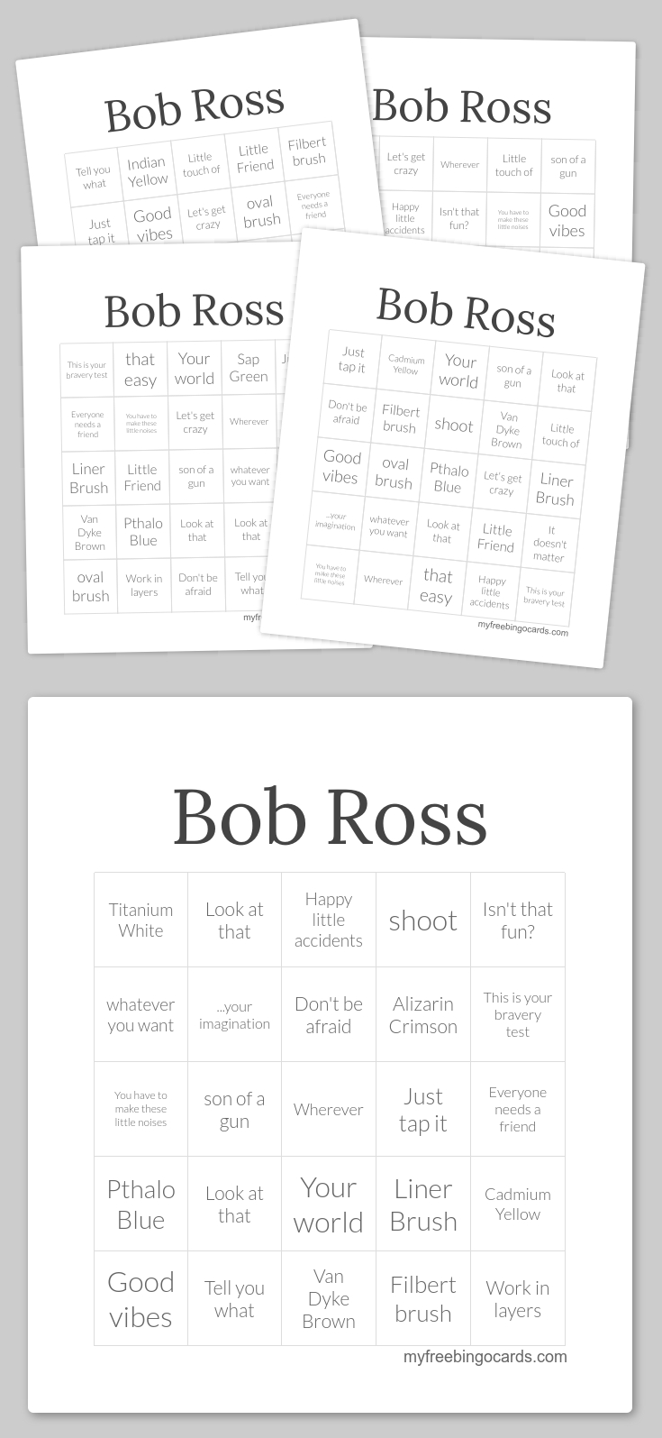 Bob Ross Bingo | Bingo Cards Printable, Bingo Printable