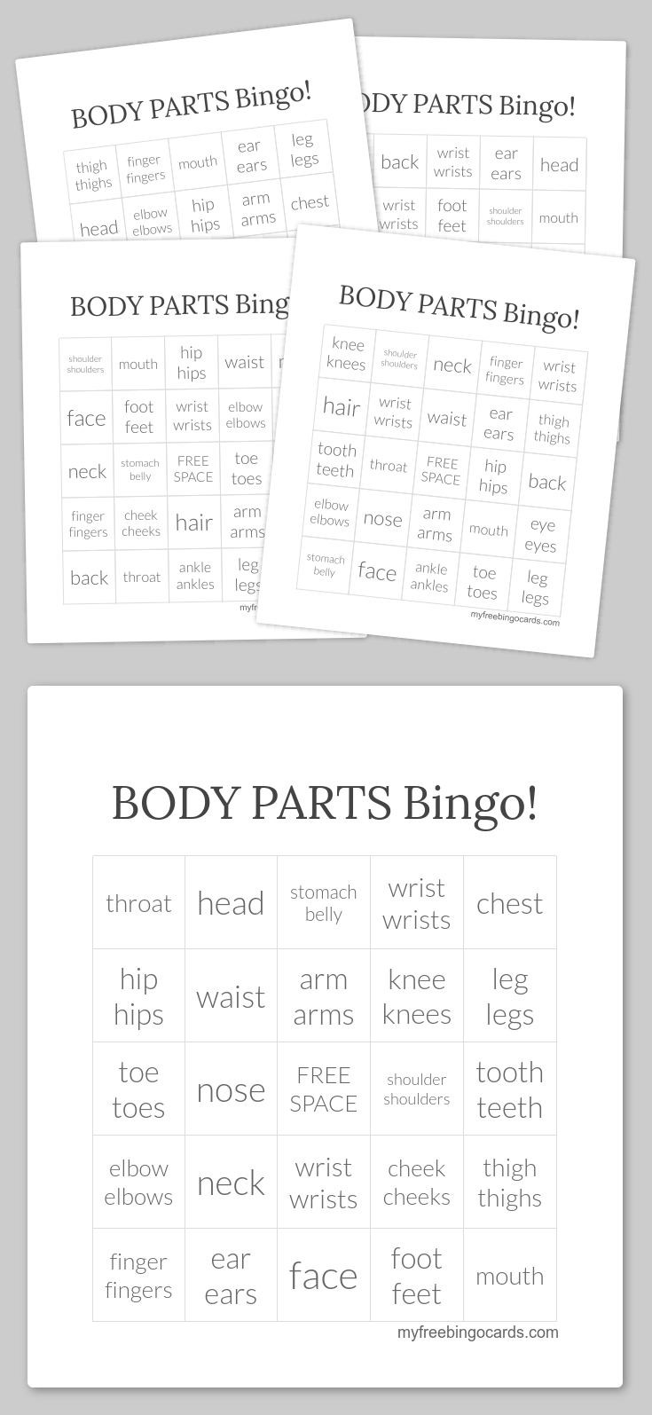 Body Parts Bingo! - 30 Cards And Callers Card In Pdf
