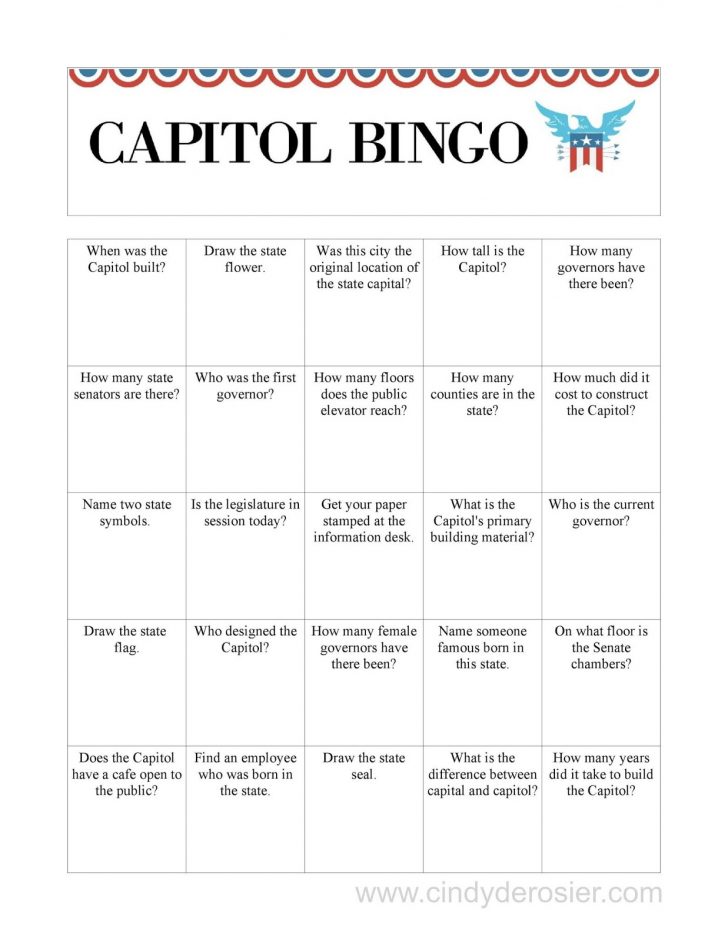 Printable Bingo Cards State Capitals