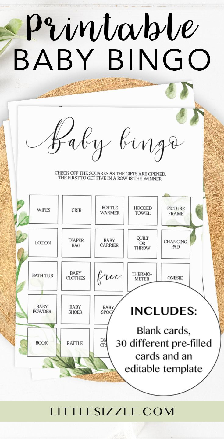 Classic Baby Bingo Gender Neutral Baby Shower Game Printable