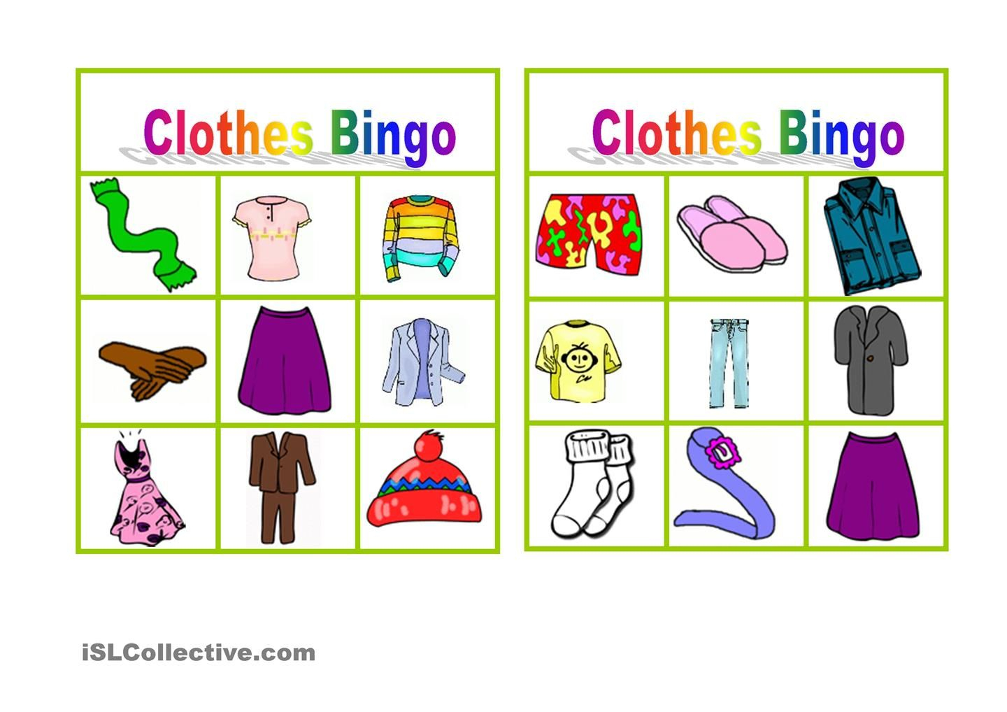 Clothes Bingo