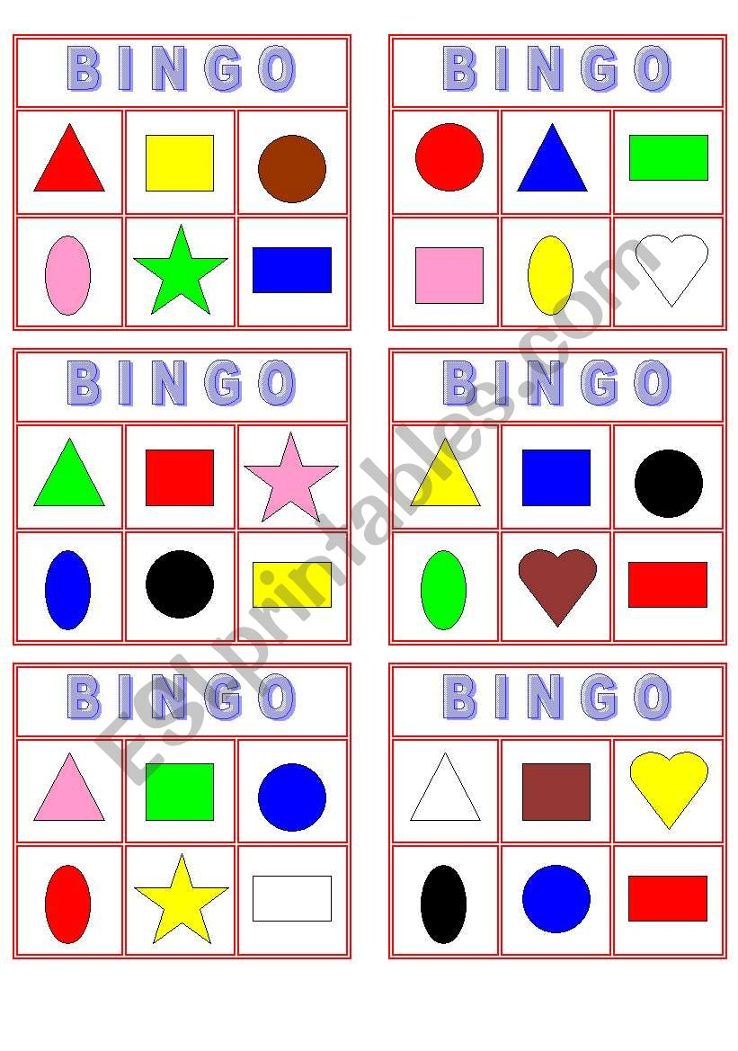 Color Shape Bingo! - Esl Worksheetyarith