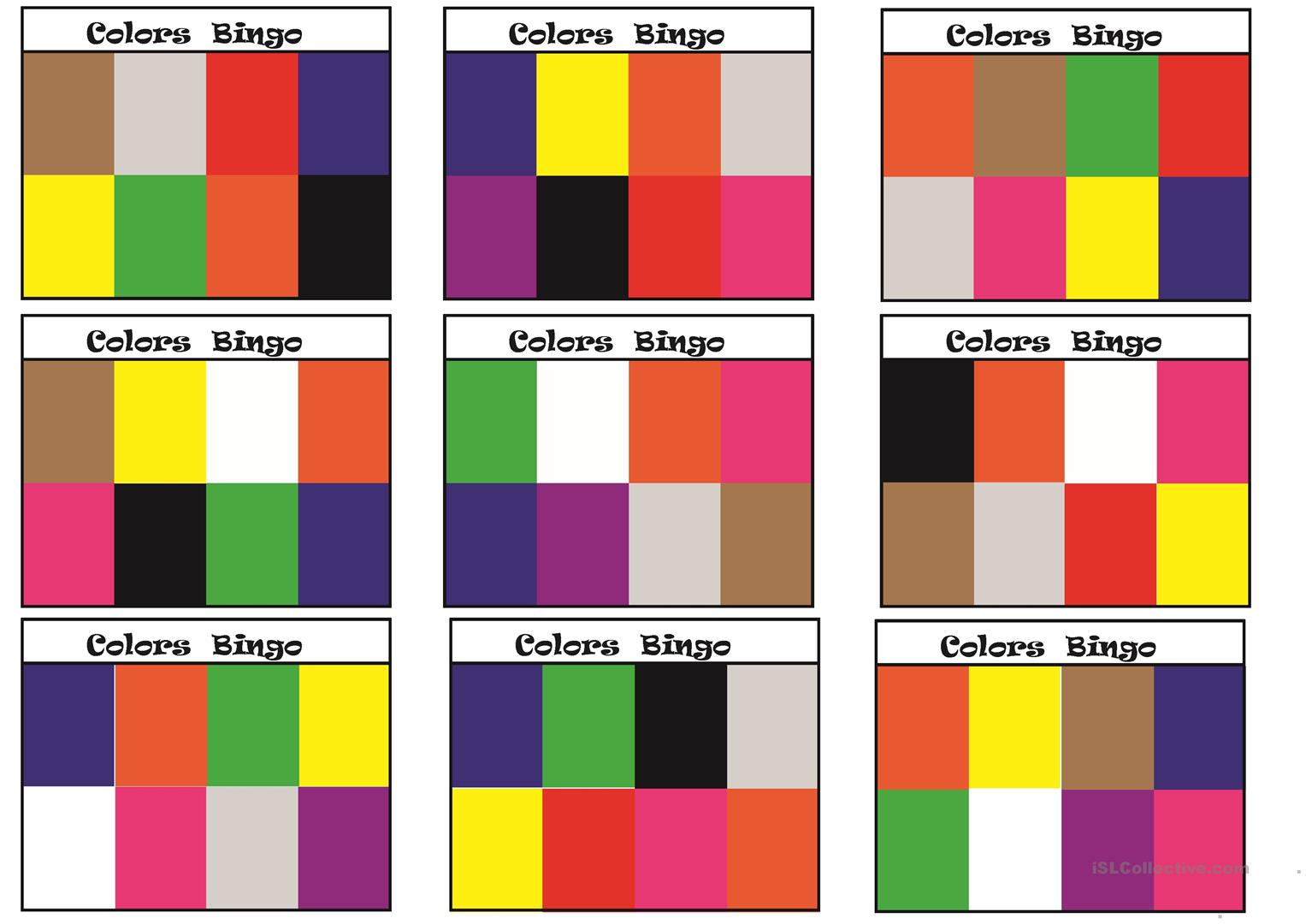 Colors Bingo - English Esl Worksheets For Distance Learning