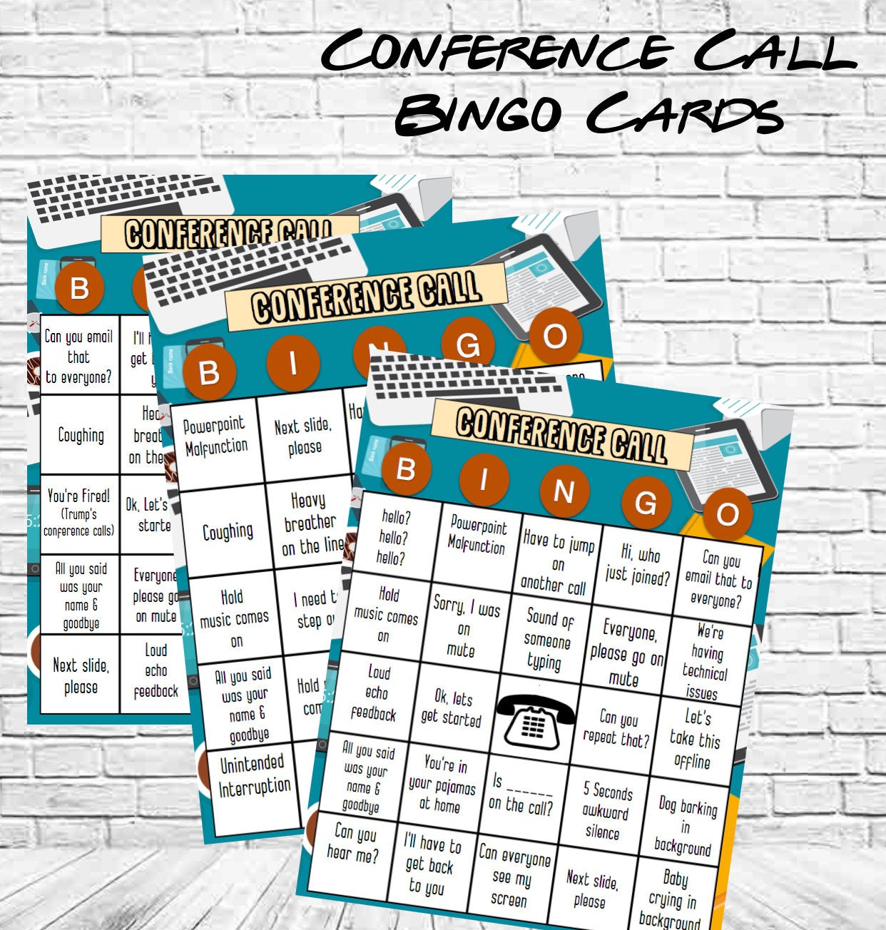 Company Conference Call Bingo Cards | Retirement Party Bingo Game |  Conference Call Bingo Game | Instant Download For An Office Party!