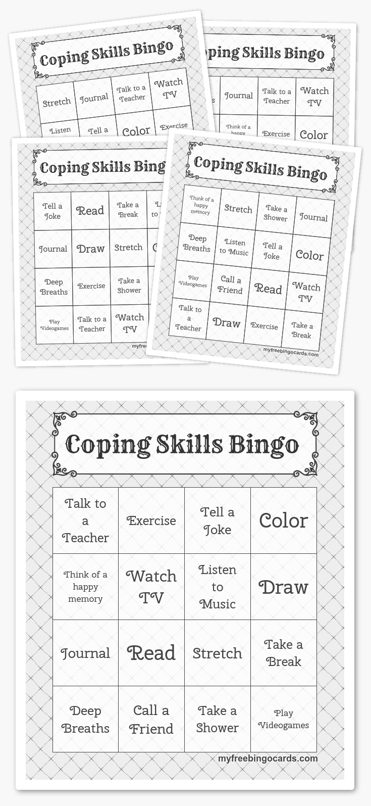 Coping Skills Bingo | Free Printable Bingo Cards, Bingo