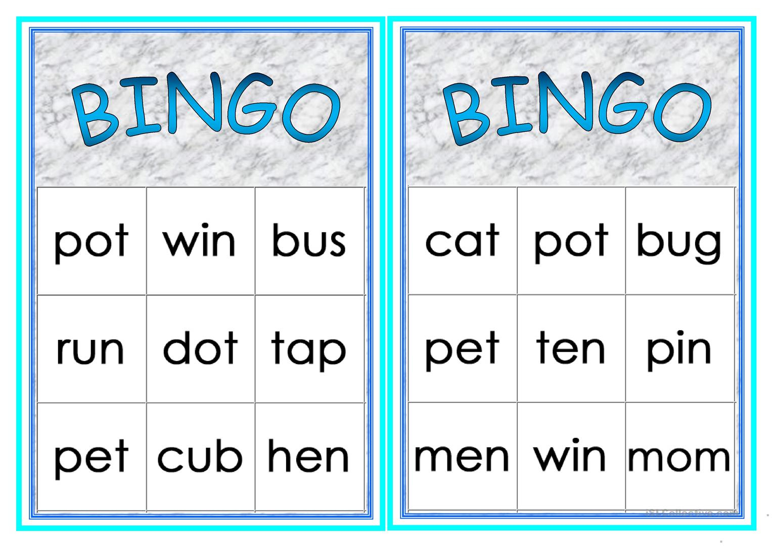 Printable Cvc Bingo Cards Printable Bingo Cards