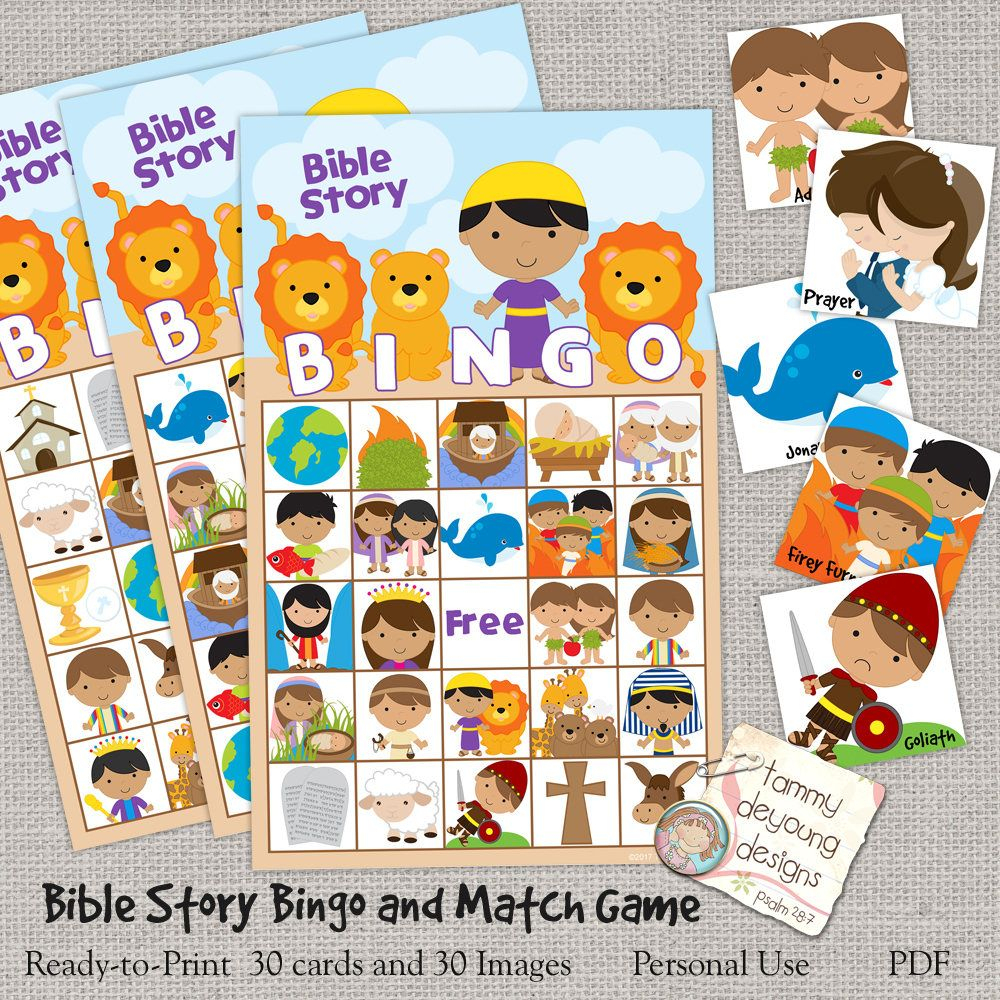 Digital Bible Bingo, Printable Sunday School Bingo Game