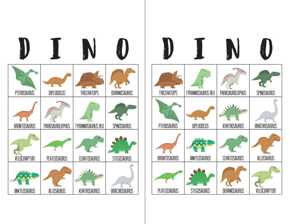 Dinosaur Bingo Cards | Bingo Cards, Dinosaur Birthday Party