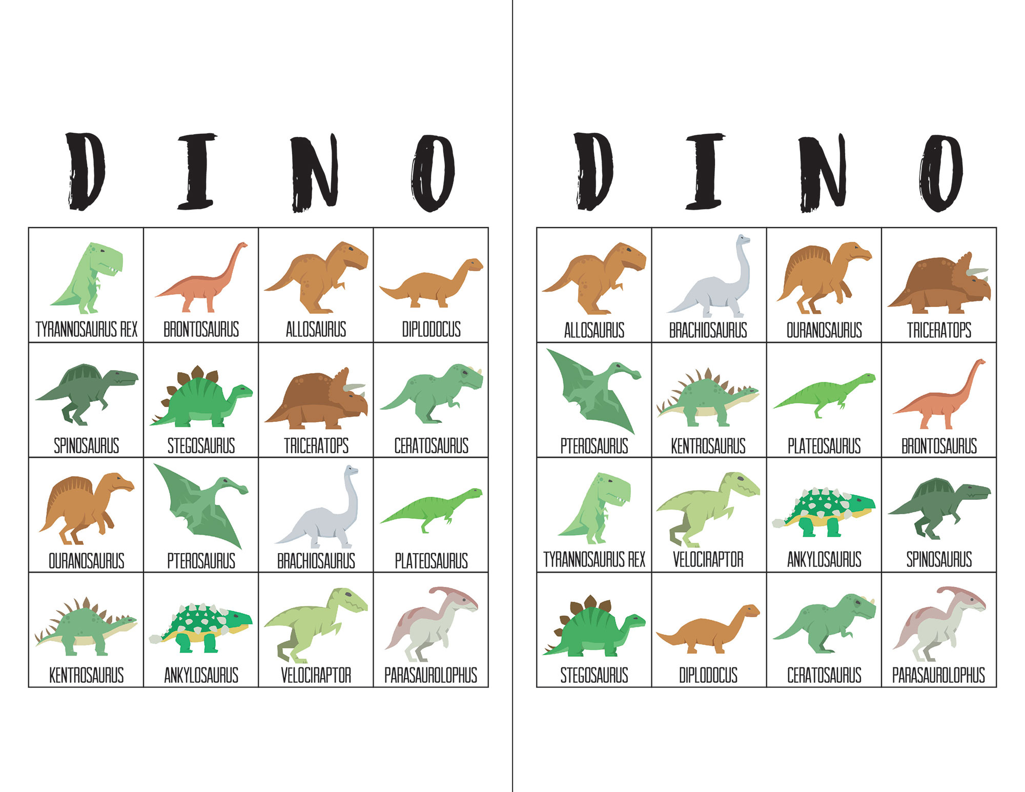 Dinosaur Bingo Cards - The Okie Home