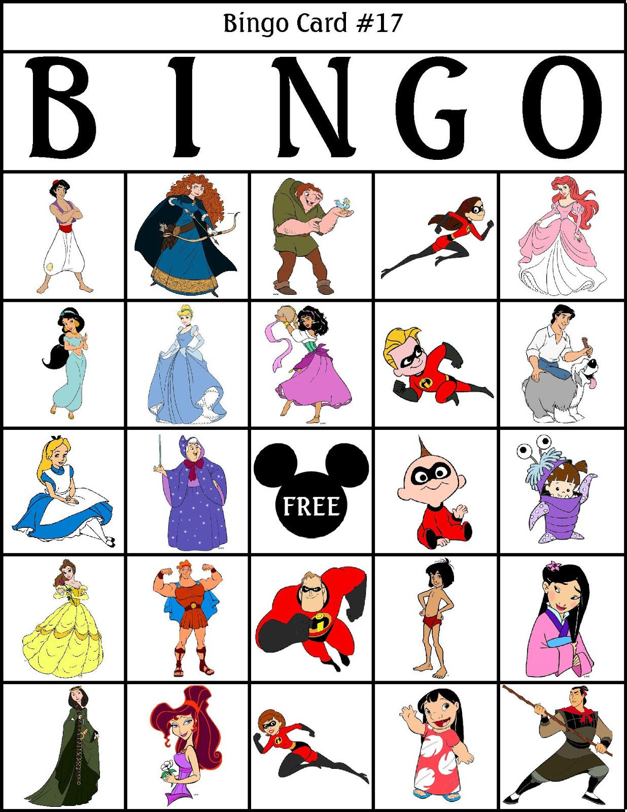 Disney Bingo Cards Printables Printable Bingo Cards