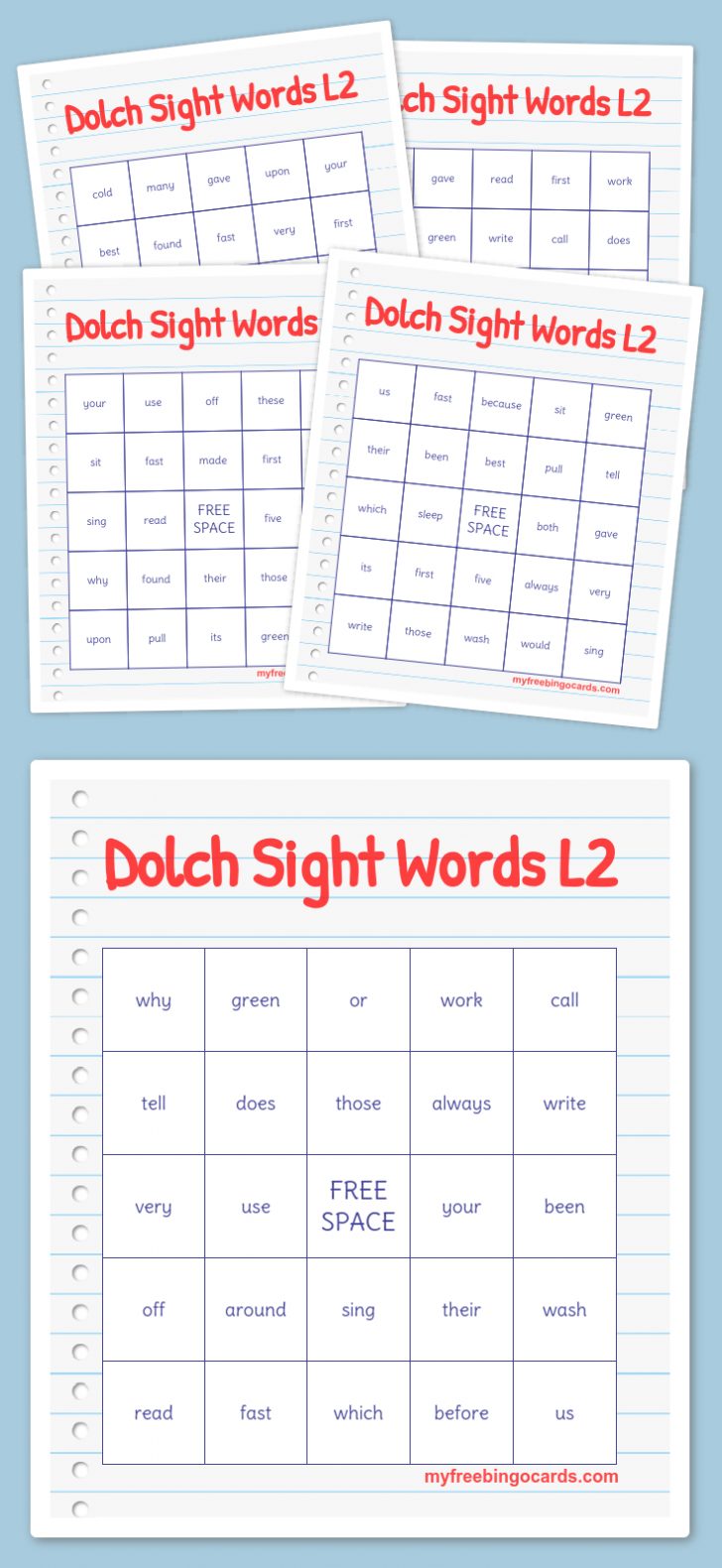 Dolch Sight Words L2 Bingo | Free Printable Bingo Cards - Printable