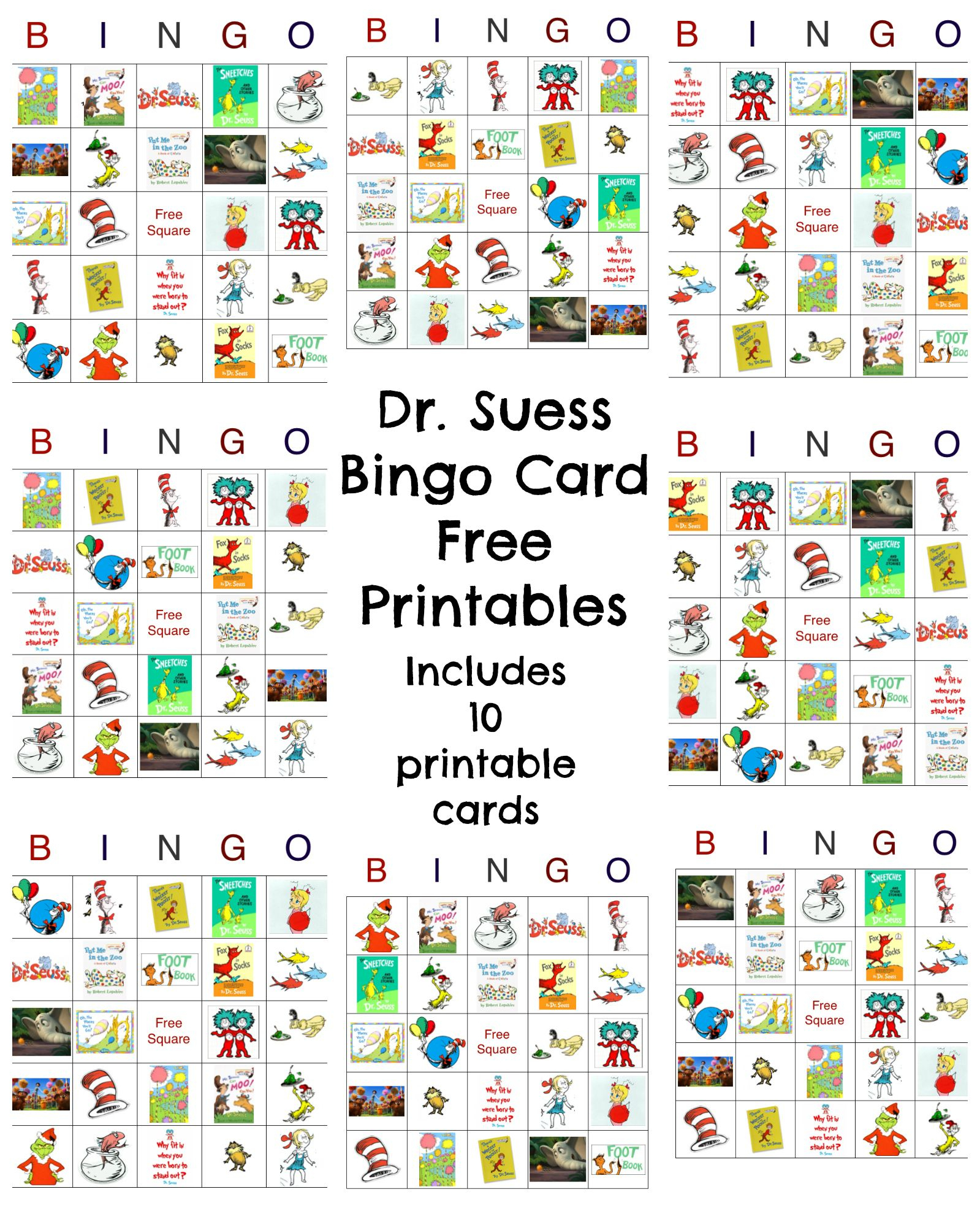 Dr Seuss Bingo Game Free Printable | Dr Seuss Day, Dr Seuss