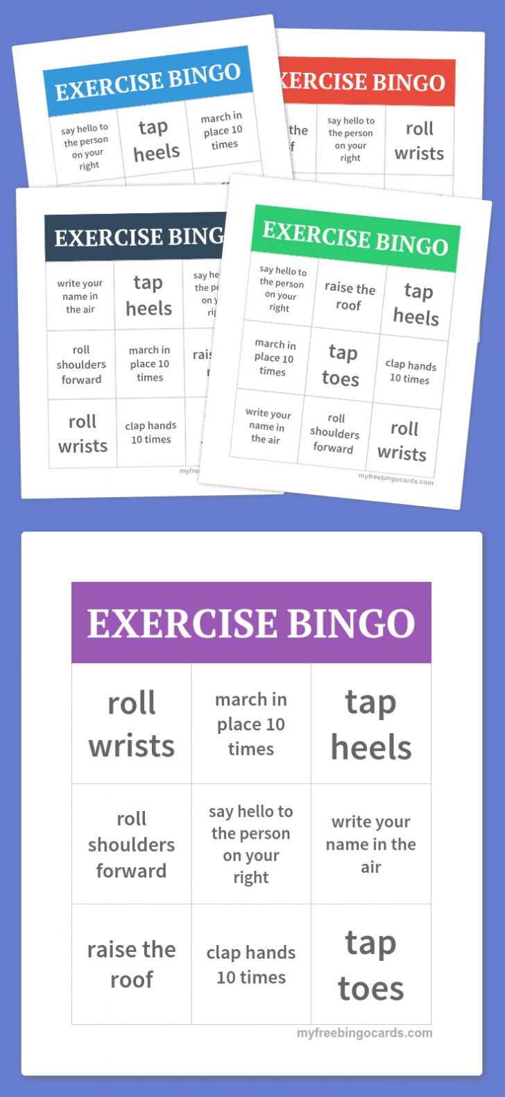 Exercise Bingo | Card Workout, Free Printable Bingo Cards | Printable ...