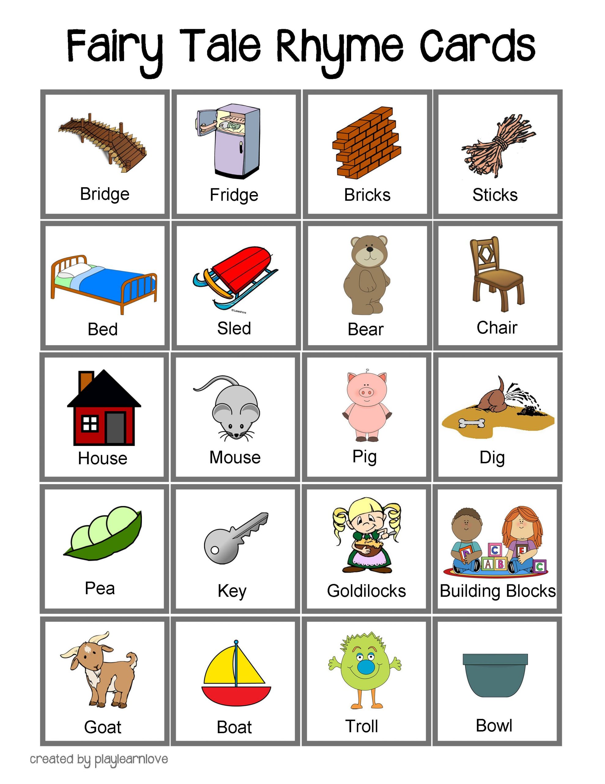 Fairy Tale Rhyme Cards 2 550 3 300 Pixels Fairy Tales Printable Bingo Cards