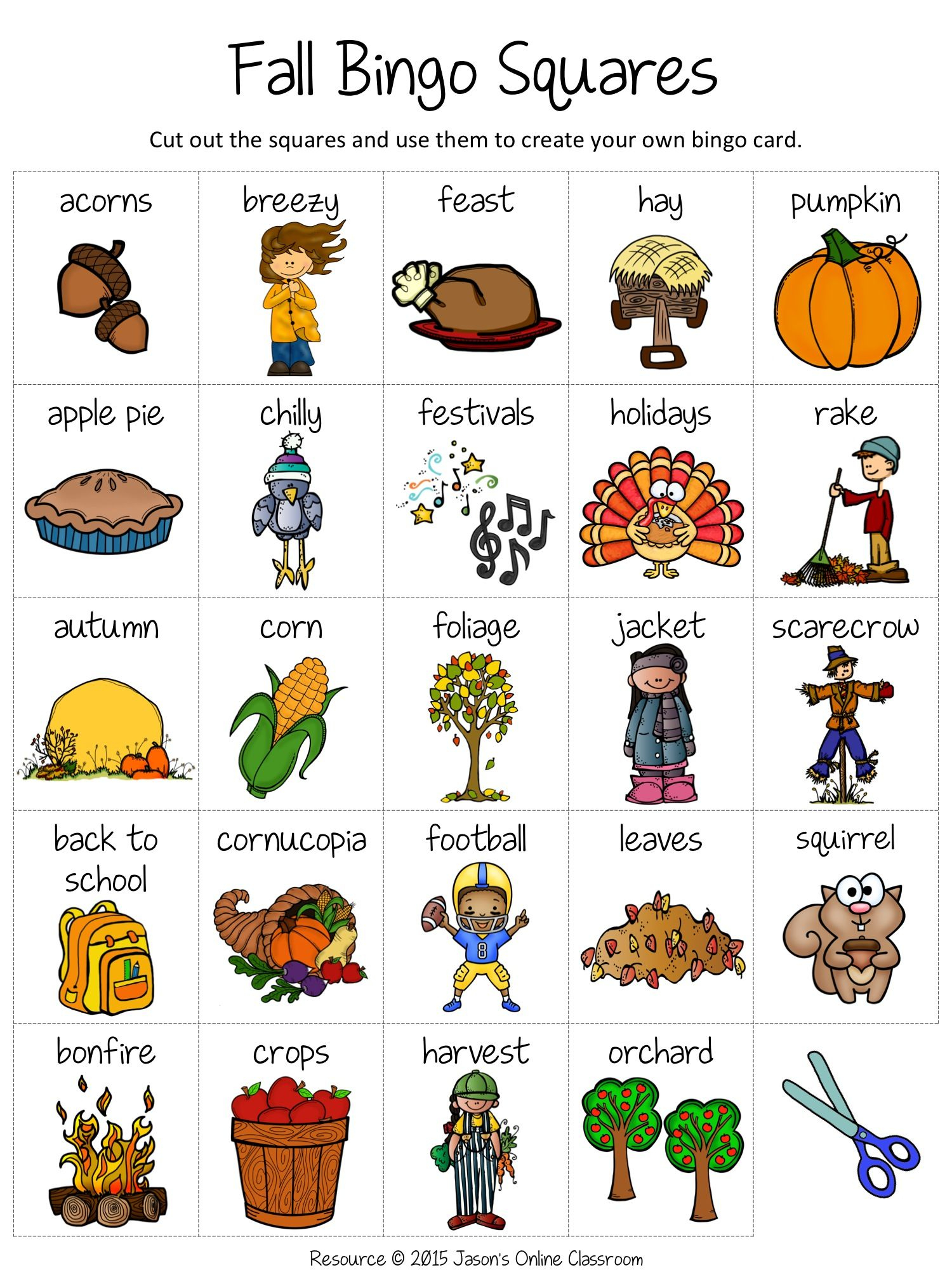 Fall Bingo | Bingo, Bingo For Kids, Bingo Cards