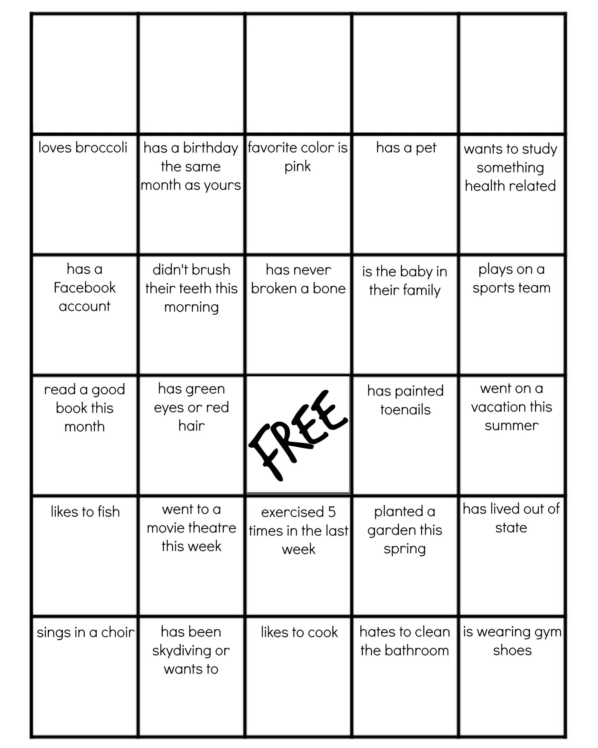 Family Reunion: Get-To-Know-You Bingo