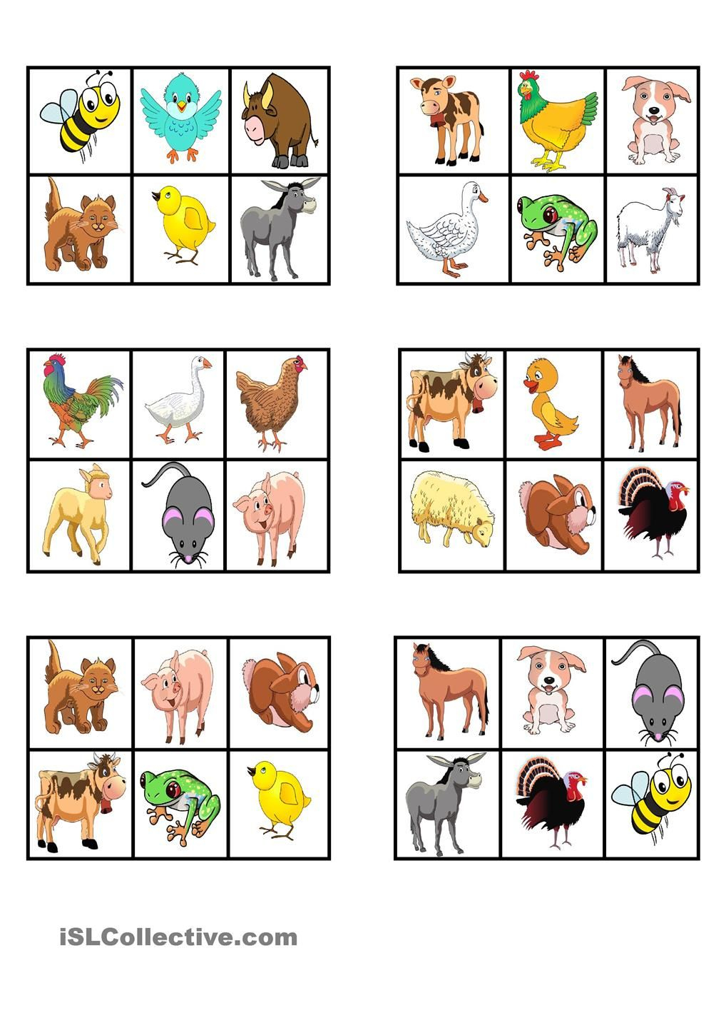 Farm Animals - Bingo | Bingo Para Crianças, Animais Da