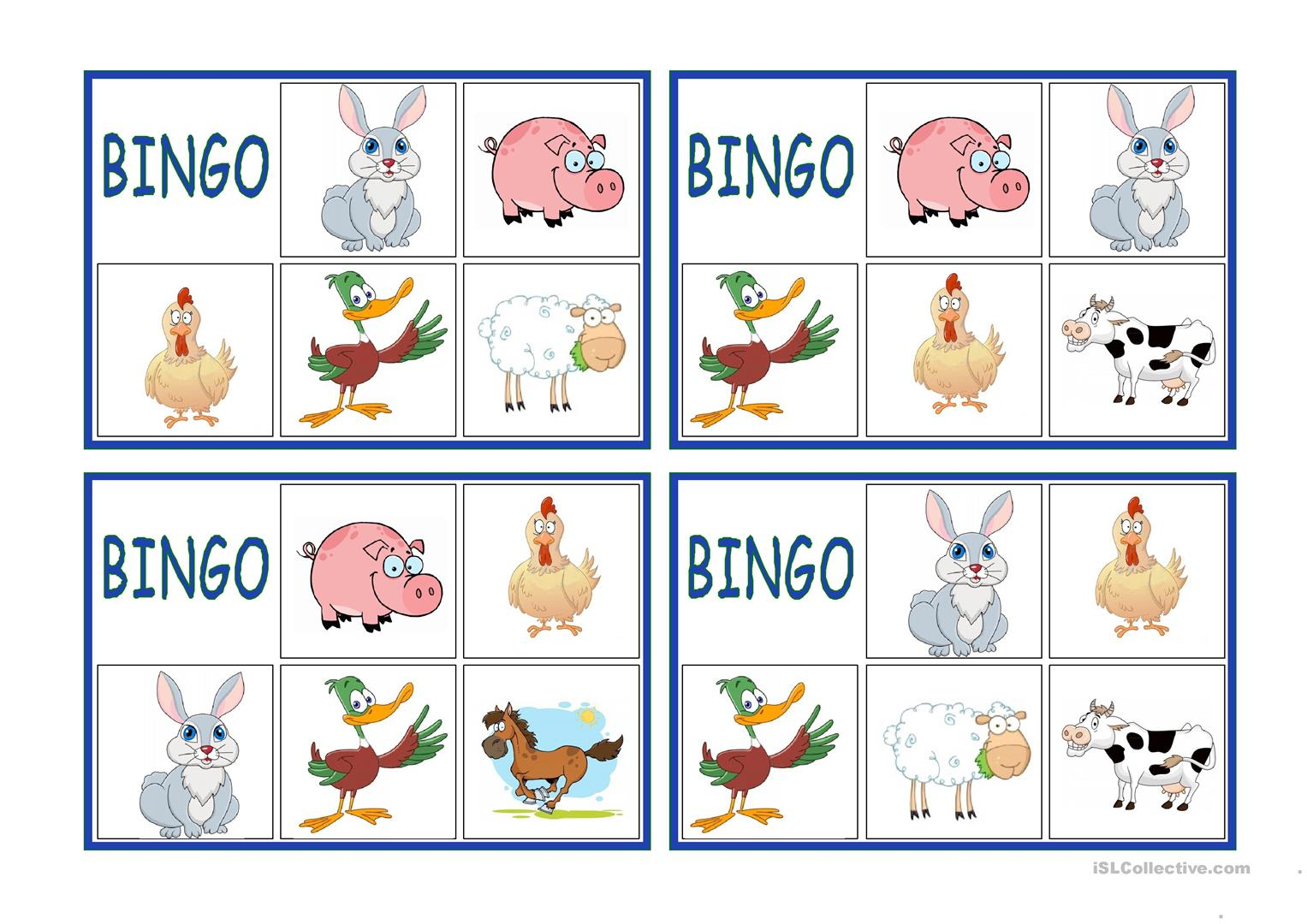 Farm Animal Bingo Free Printable