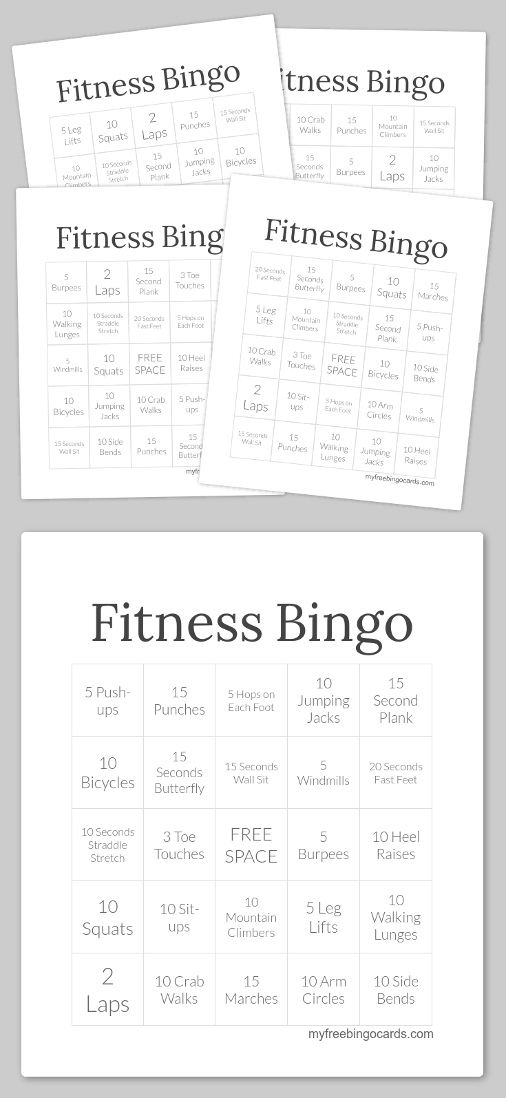Fitness Bingo | Free Printable Bingo Cards, Bingo Printable