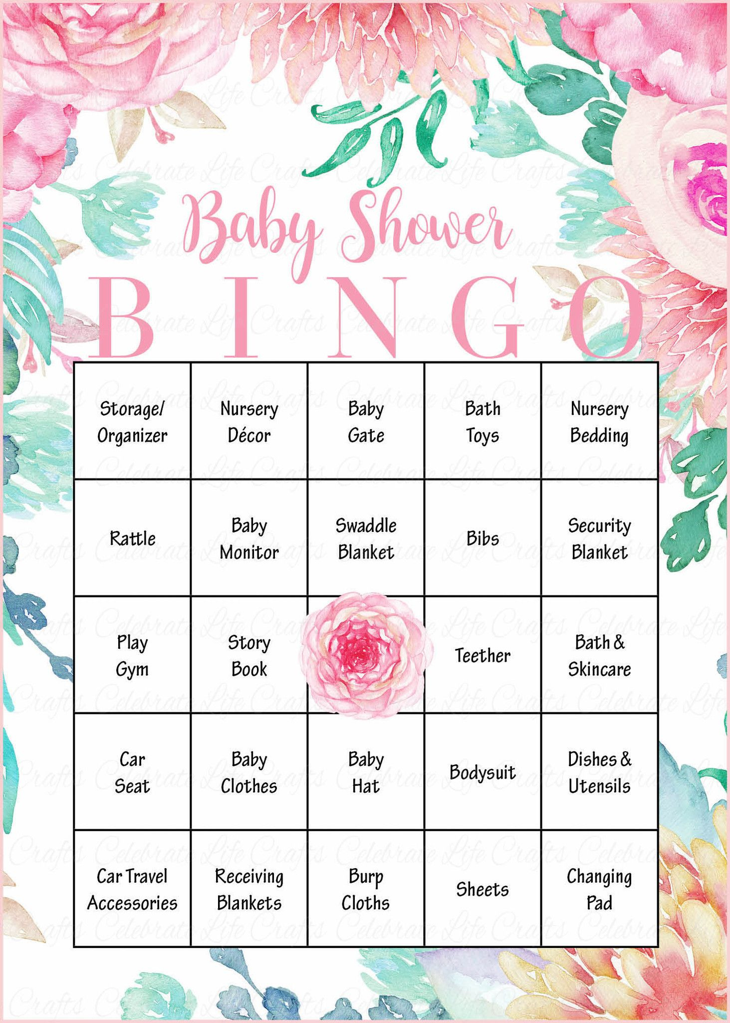 Floral Baby Bingo Cards - Printable Download - Prefilled