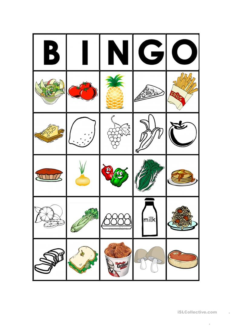 Food Bingo - English Esl Worksheets For Distance Learning