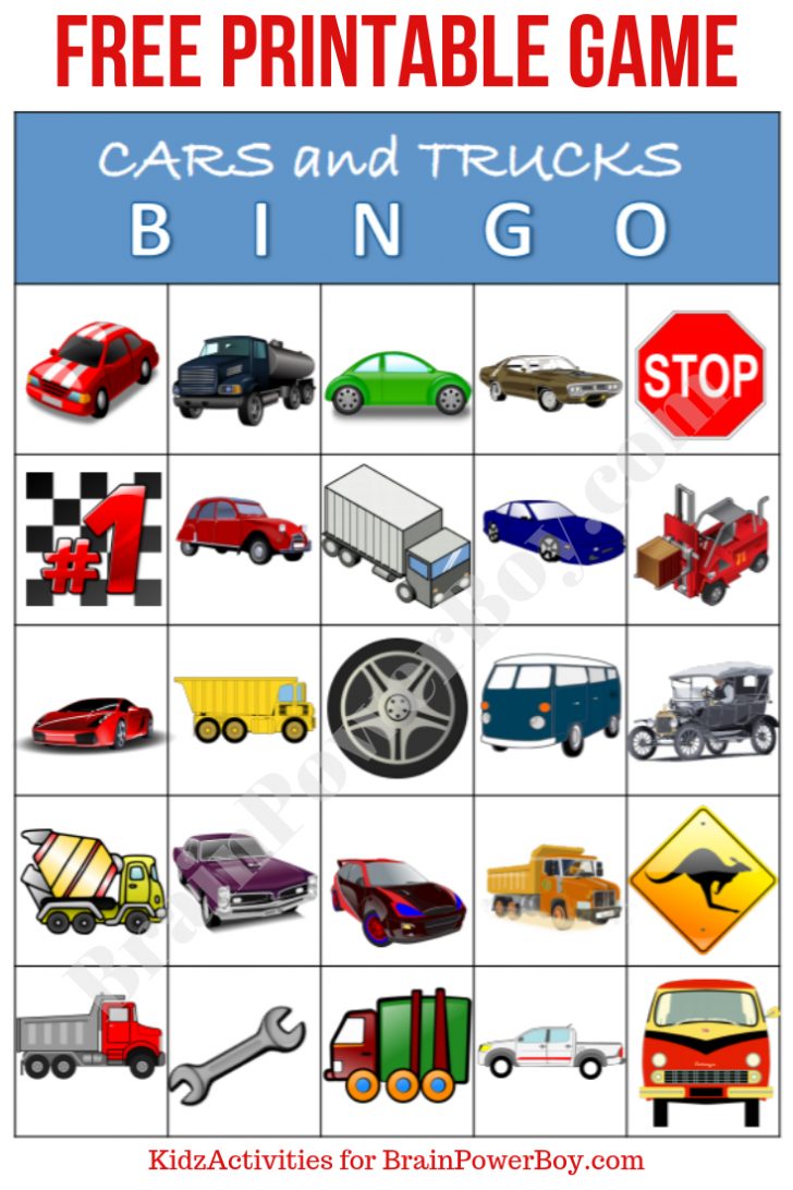 Free Printable Transportation Bingo Cards
