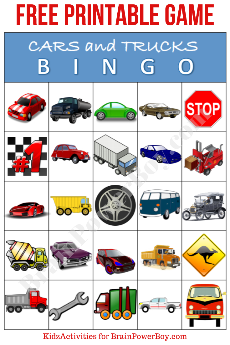 Free Printable Cars And Trucks Bingo Game | Free Bingo Cards