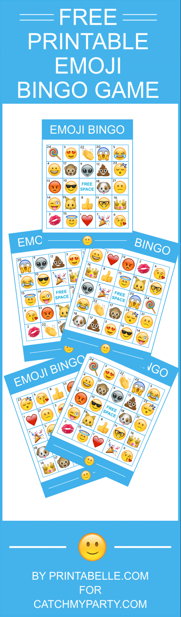 Free Printable Emoji Bingo Game -- Comes With 8 Bingo Cards