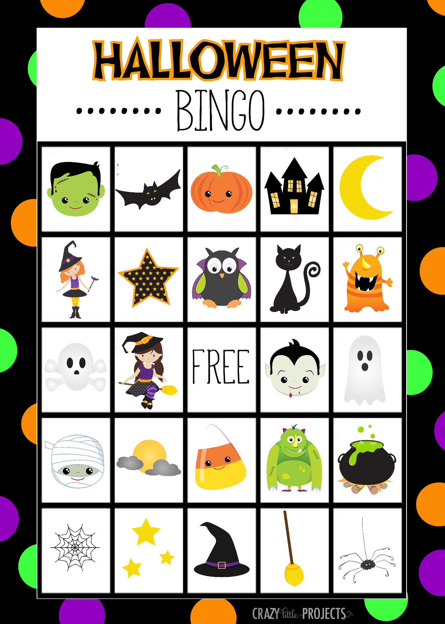 Free Printable Halloween Bingo Cardscrazy Little