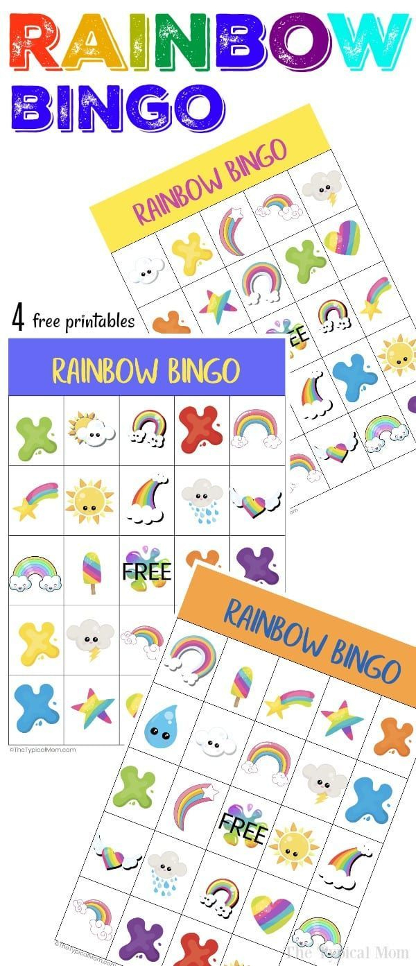 Free Printable Rainbow Bingo | Rainbow Party Games, Rainbow