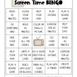Free Printable Screen Time Bingo Game For Teaching