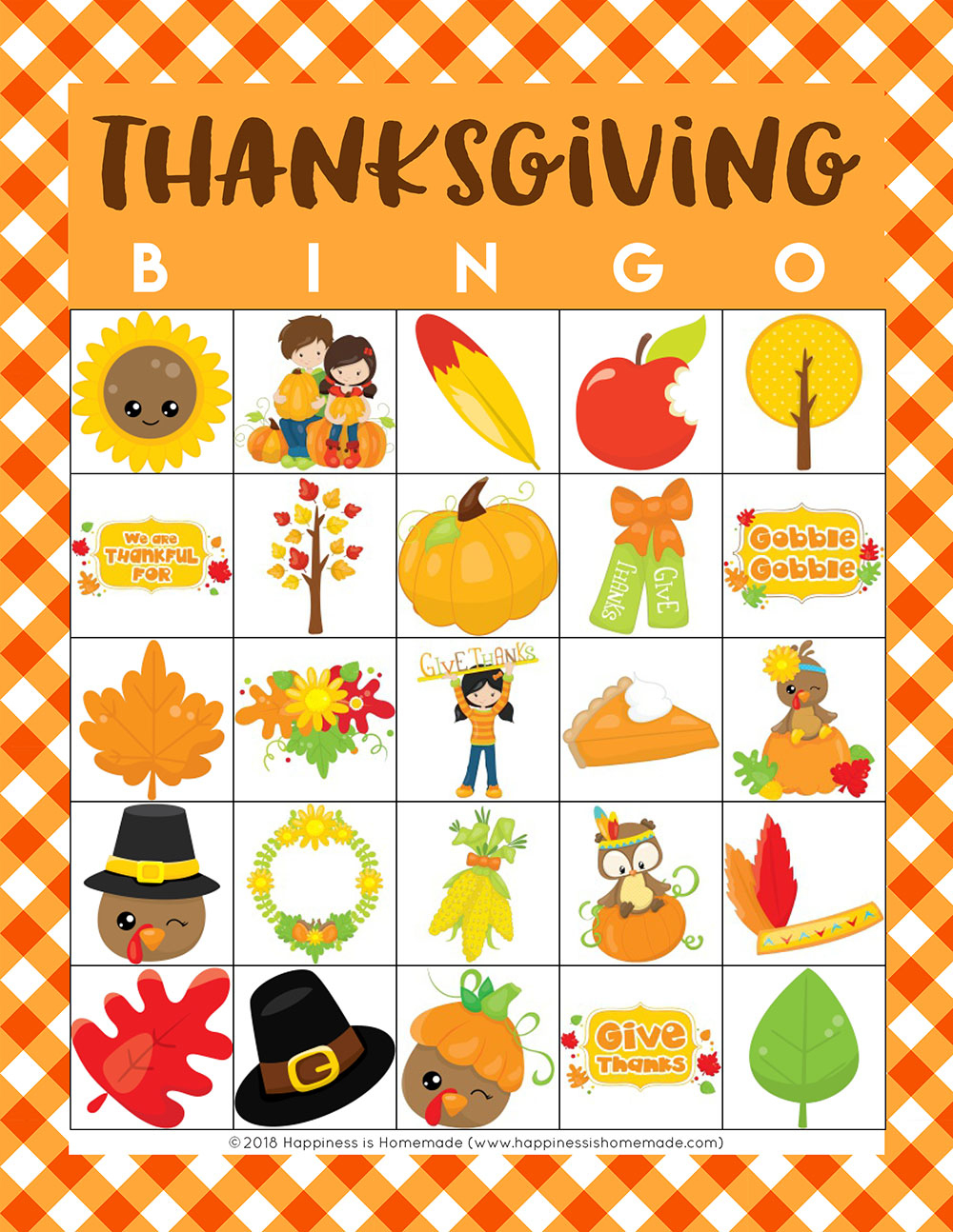Free Printable Thanksgiving Bingo Cards - Happiness Is Homemade