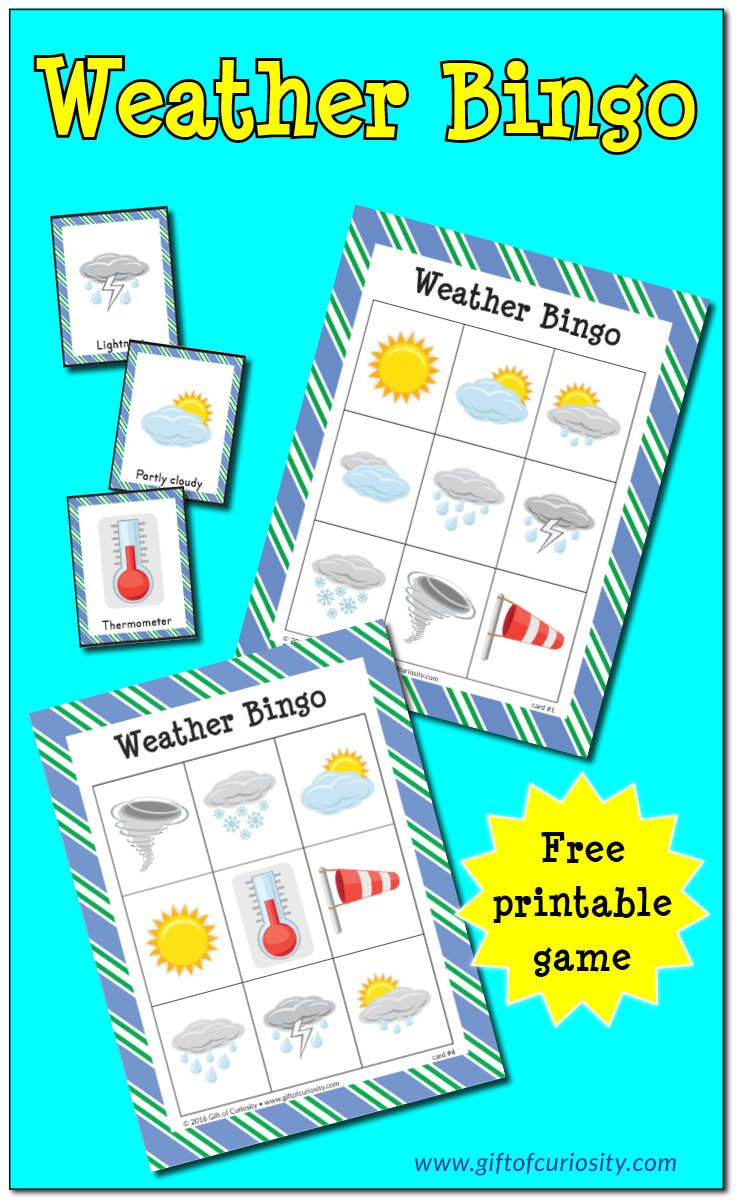 Free Printable Weather Bingo | Weather Crafts, Weather